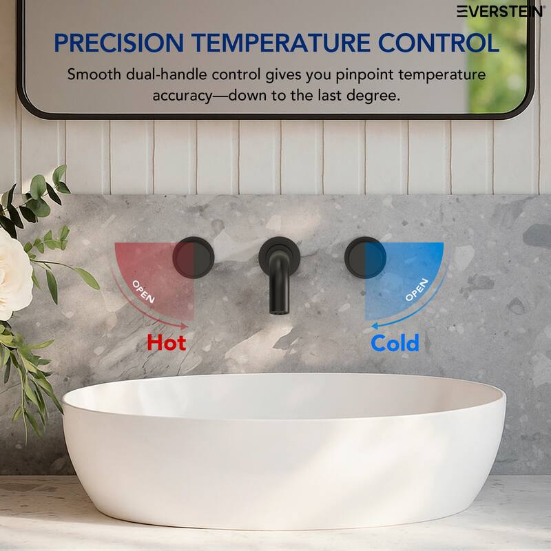 Wall Mount Stainless Steel Bathroom Sink Faucet 3 Hole 2 Handles Bathroom Faucet