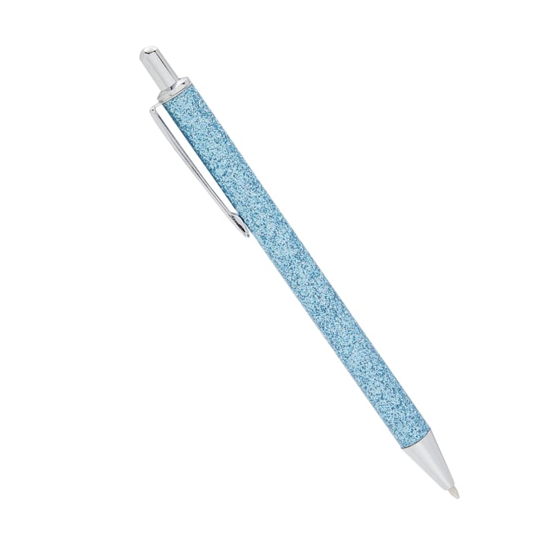 Paper Junkie 8 Pack Glitter Metal Retractable Pens, Sparkle Ballpoint Set for Office Supplies, Black Ink