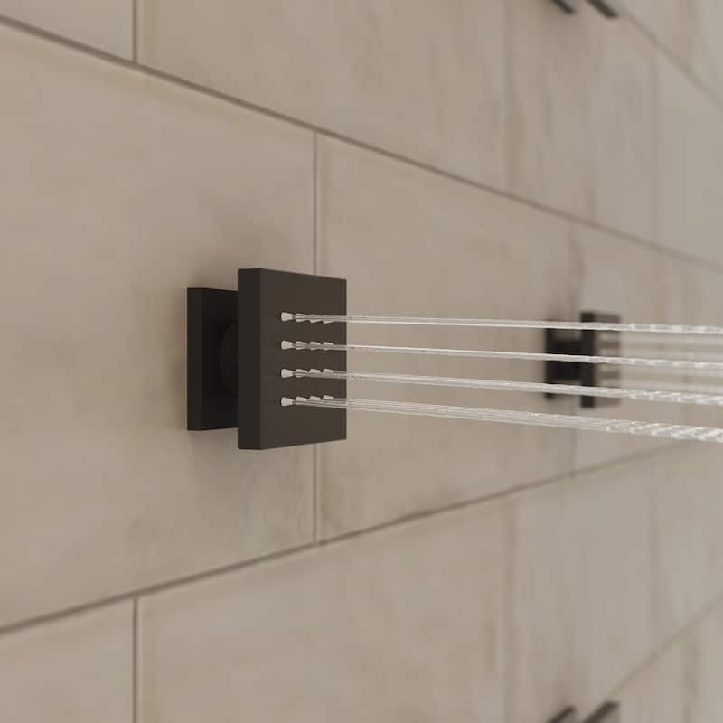 GRANDJOY Luxury Shower Faucets 22" LED Ceiling Mount Rainfall Shower Head System with 6 Body Jets