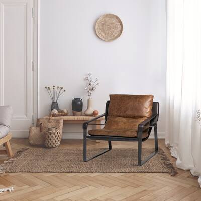 Macari Cael Modern Leather Upholstered Accent Chair