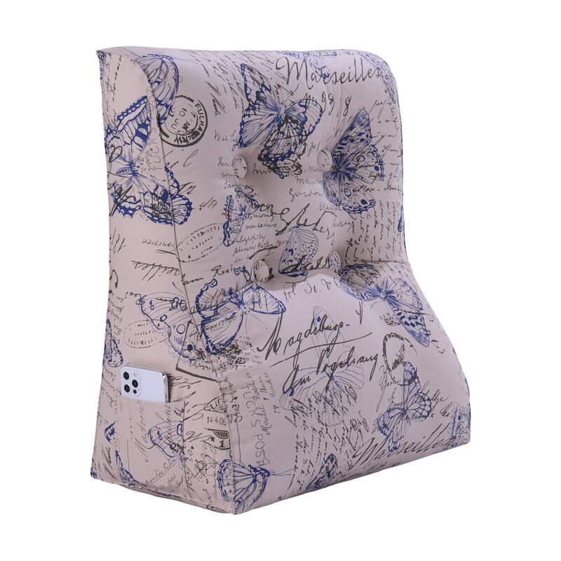 Large Bed Rest Contour Wedge Pillow Reading Back Support Cushion - Blue Butterfly