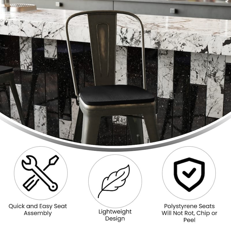 All-Weather Counter Height Stool with Poly Resin Seat