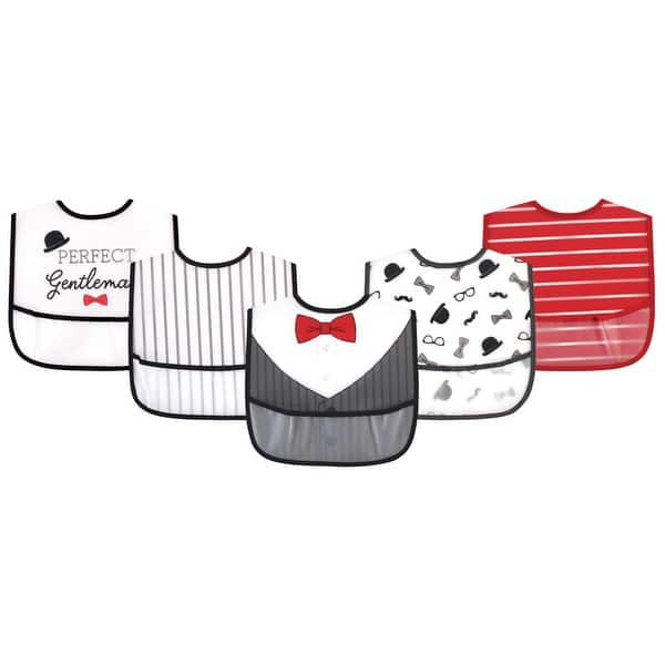 slide 1 of 1, Little Treasure Baby Boy Waterproof PEVA Bibs 5pk, Perfect Gentlemen, One Size - Perfect Gentlemen - One Size One Size - Perfect Gentlemen