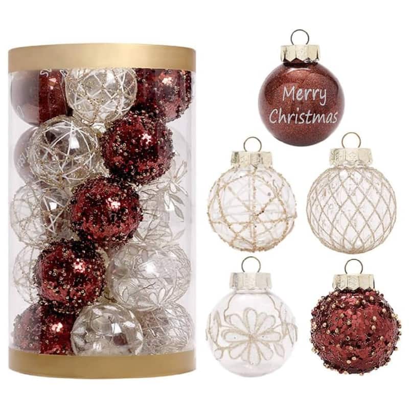 25 Pcs Christmas Decoration Ball Ornaments Set for Holiday Party Wedding - N/A - Brown