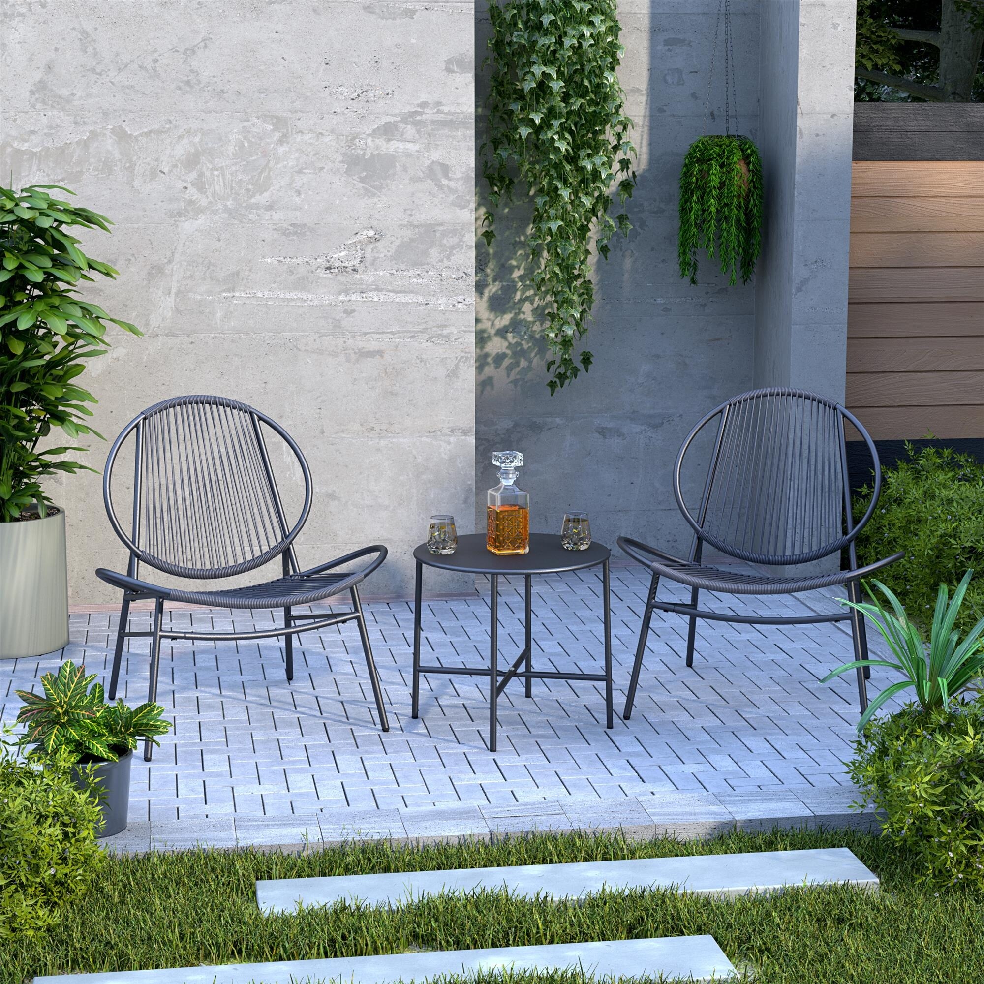 The Novogratz Poolside Gossip Marilyn 3 Piece Resin Weave Chat Set