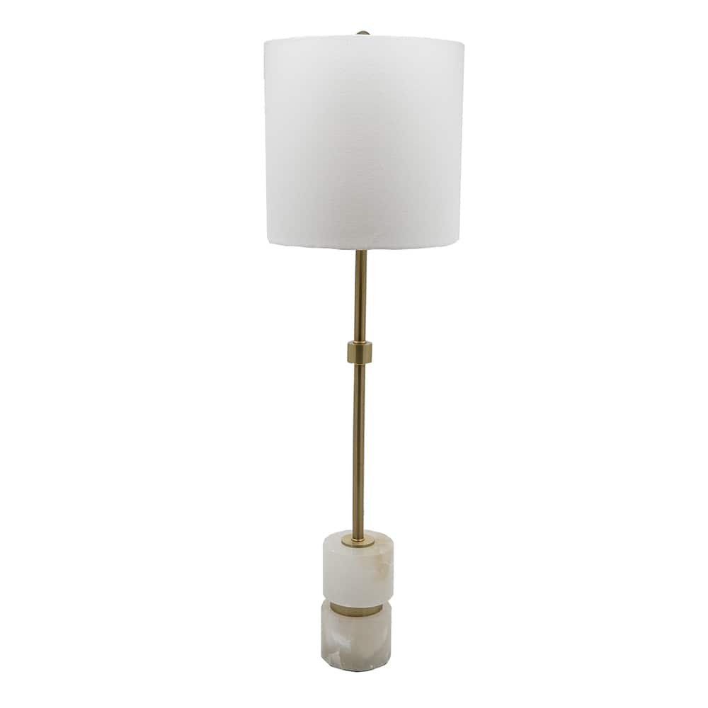 D10x34" Ipori Alabaster And Metal Buffet Lamp
