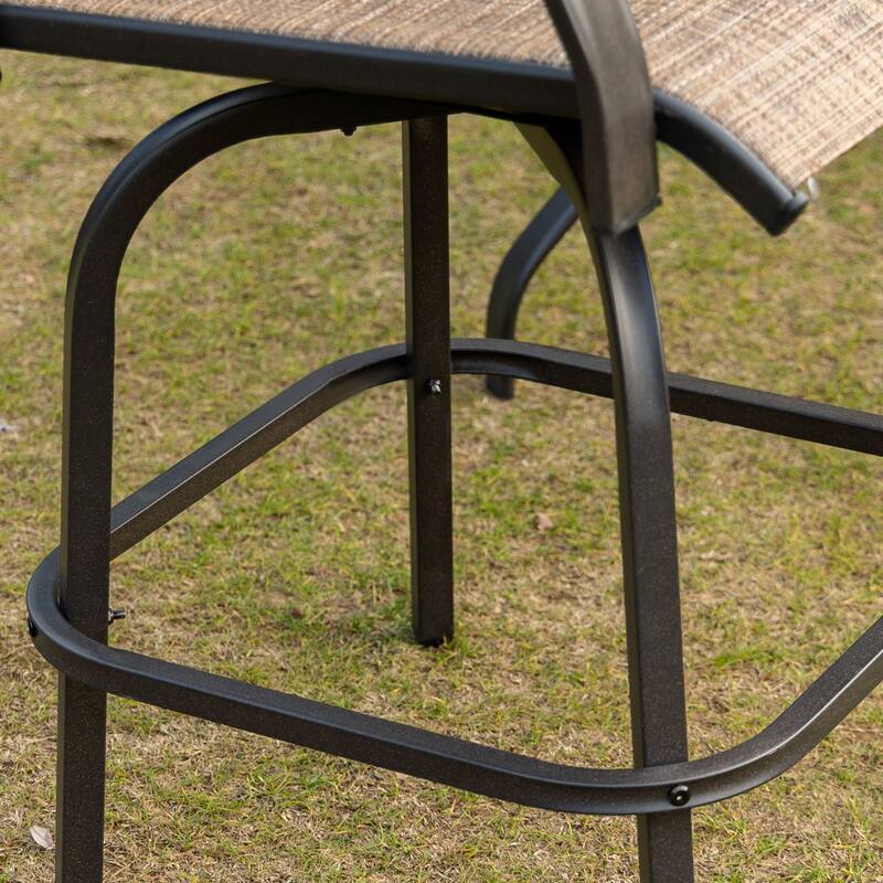 Set Of 2 Outdoor Swivel Bar Stools With Armrests