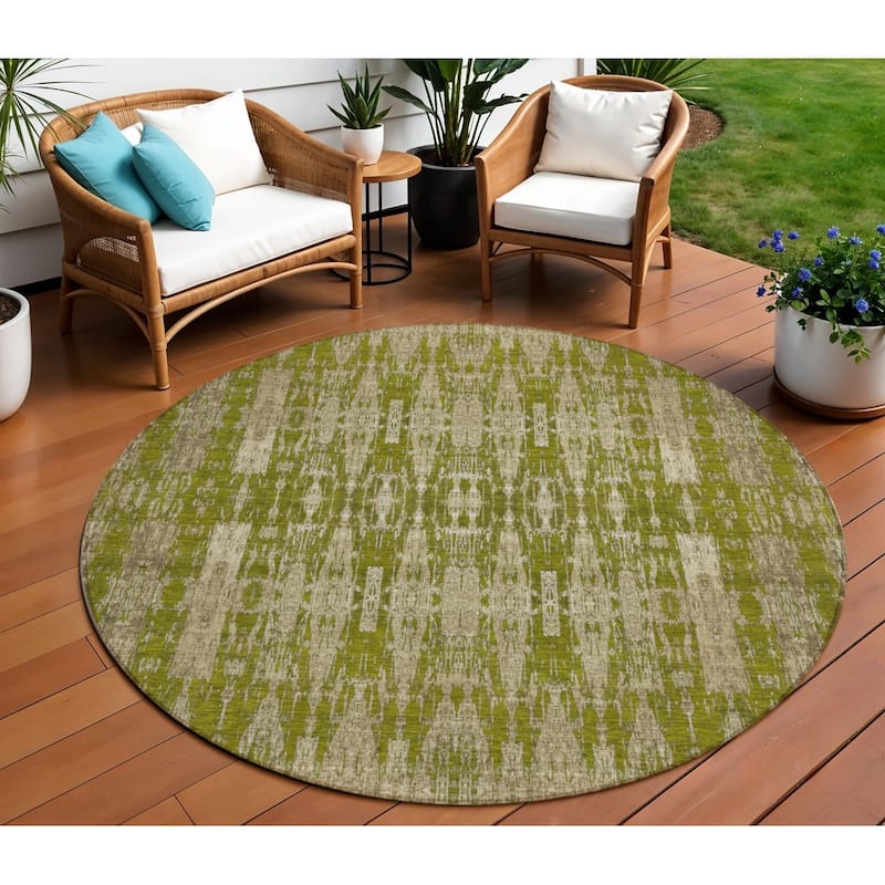 HomeRoots Moroccan Transitional Rectangle Outdoor Rug - 8' Round