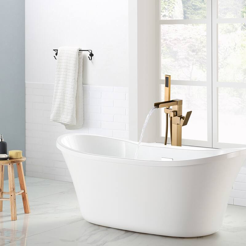 WOWOW Single Handle Freestanding Bathtub Faucet with Handheld Shower