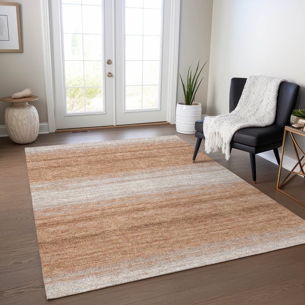 Machine Washable Indoor/ Outdoor Ombre Stripe Chantille Rug