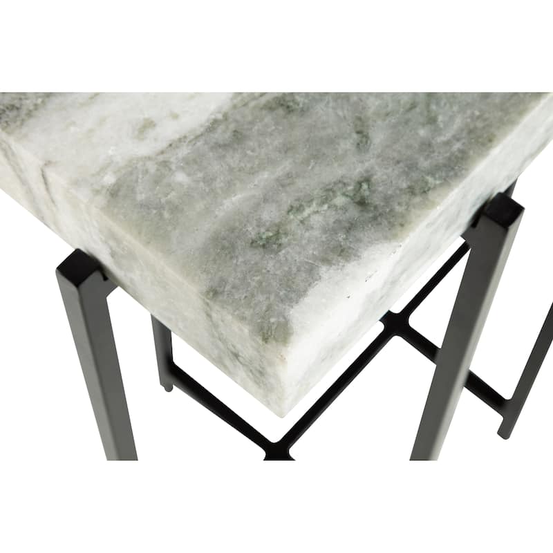 View Point Modern 24" Tall Genuine Marble Top Accent End Table