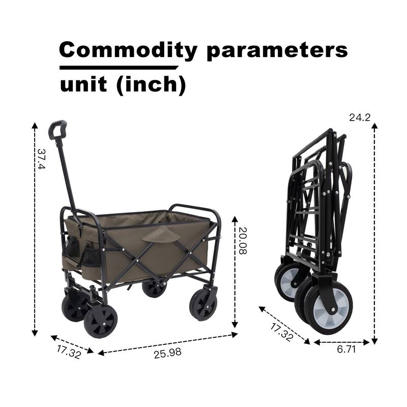 Multi-Use Foldable Wagon with 3 Liner Bags - Heavy Duty Utility Cart