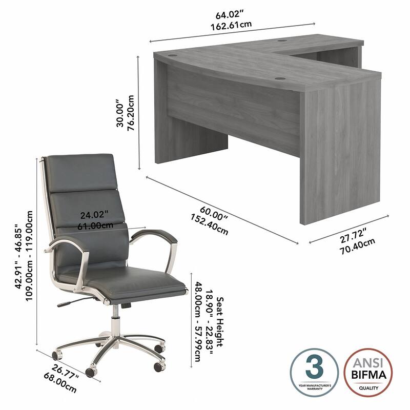 Echo L Shaped Bow Front Desk with Chair by Bush Business Furniture