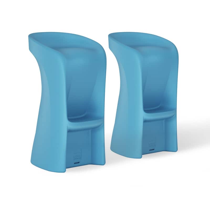 Ledge Lounger In Pool Barstools, Outdoor Patio, 33" Height - Set of 2 - Light Blue
