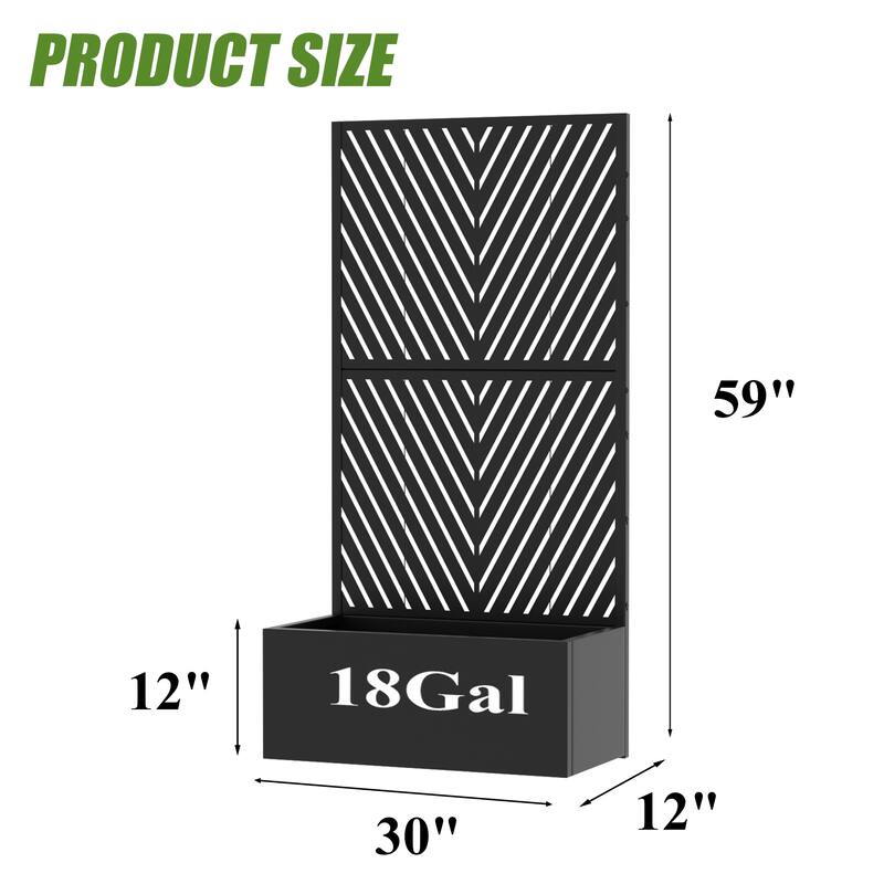 Outdoor Planters Metal Planter Box with Trellis with Wheels(Set of 2)