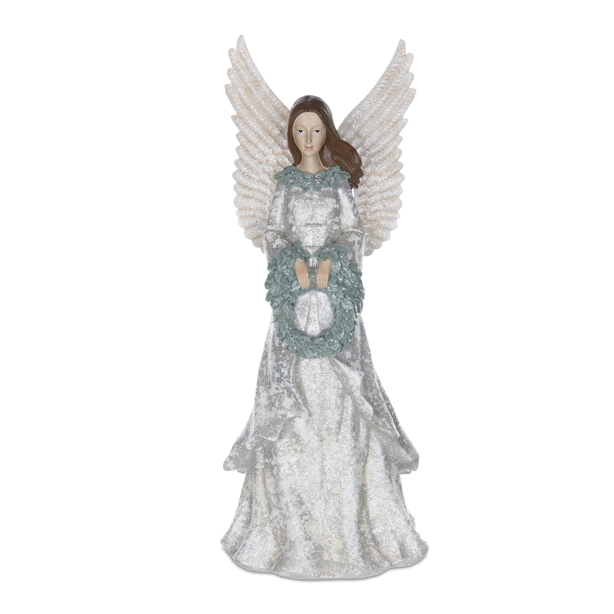 Winter Angel Figurine with Wreath 18.5