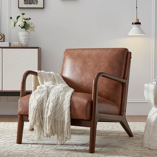 Classic Accent Chair Arms Chairs Reading Chair Brown Lounge Chair Single Sofa Chair with Wood Grain Frame for Bedroom Apartment Bed Bath Beyond 41957065
