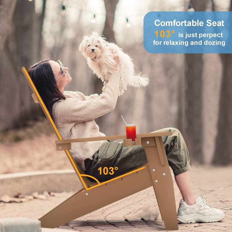 WINSOON Adirondack Chair Weather Resistant with Cup Holder