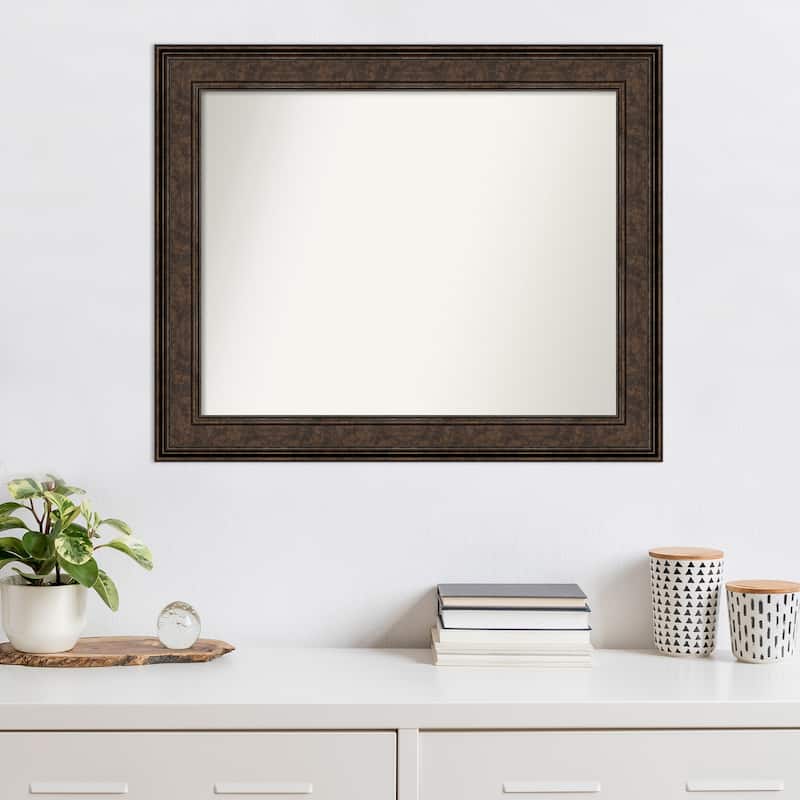 Non-Beveled Wall Mirror - Ridge Bronze Frame