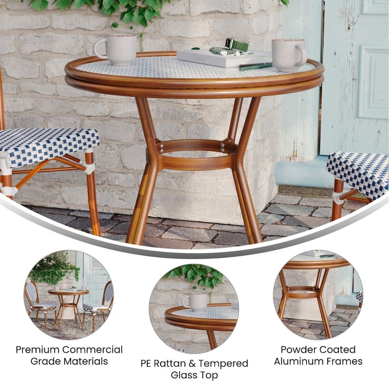 Indoor/Outdoor Commercial Glass Top Bistro Table