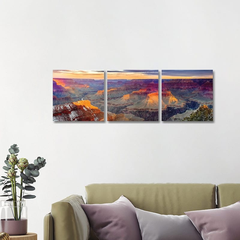 iCanvas "Grand Canyon Glow At Sunset" by Susanne Kremer 3-Piece Canvas Wall Art Set - 16x48x1.5