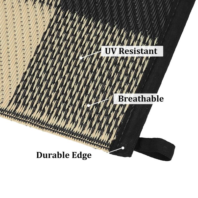 Outdoor Rug Waterproof Reversible Rug Indoor Outdoor Plaid Area Rug Plastic Straw Rug for Camping RV Backyard Patio
