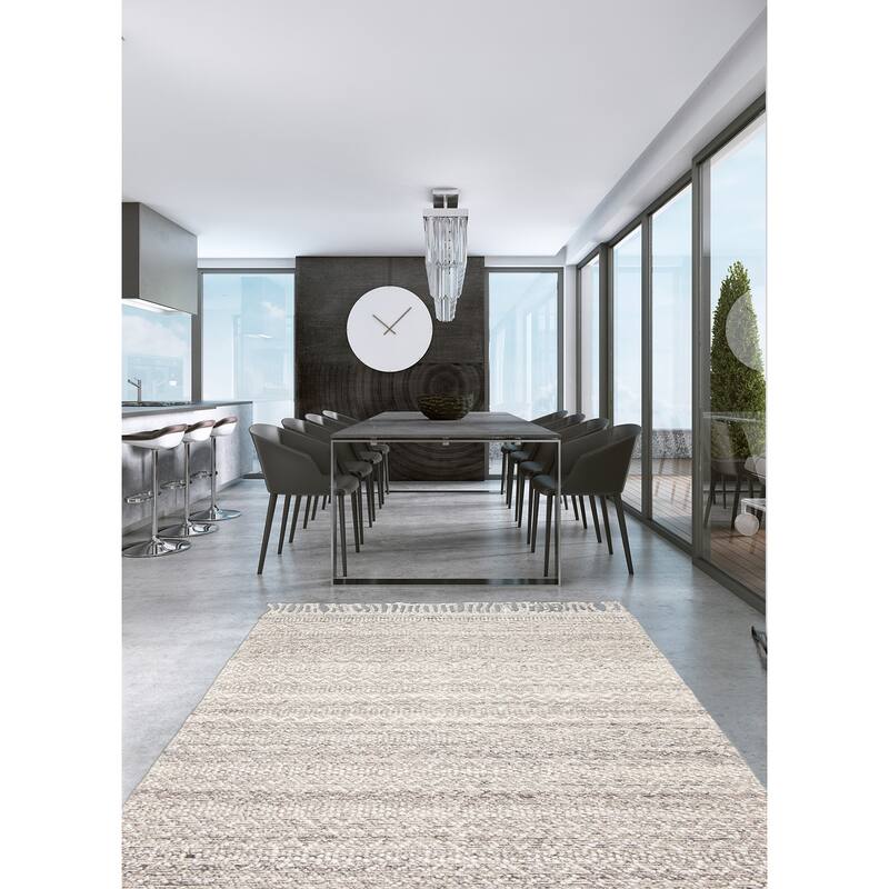 ECARPETGALLERY Braid weave Sienna Grey Wool Rug - 5'0 x 7'10