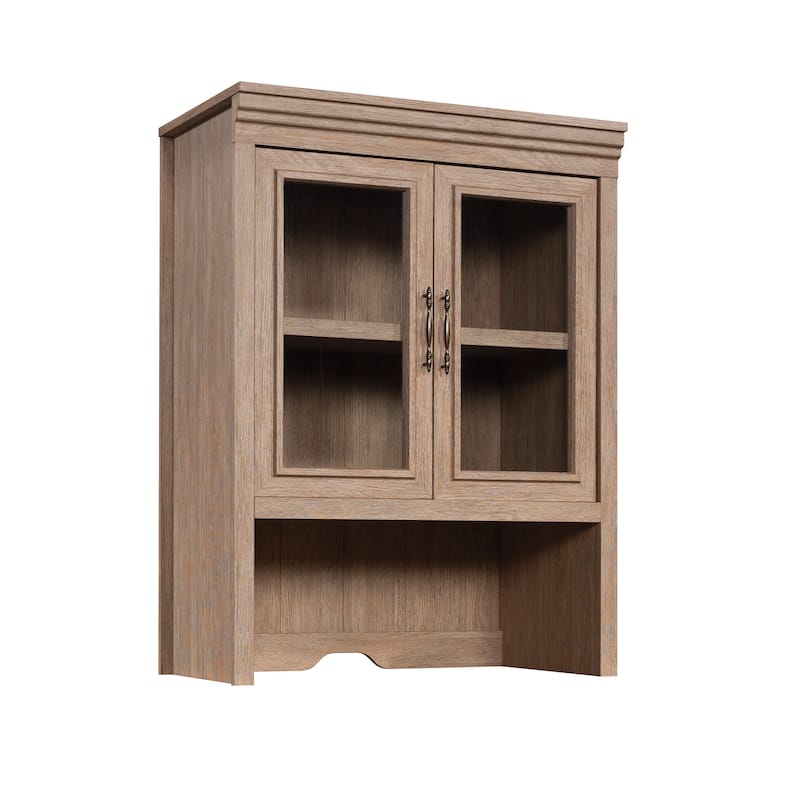Wood Library Hutch with Glass Doors, Brown - 31.50" W x 17.68" D x 42.17" H