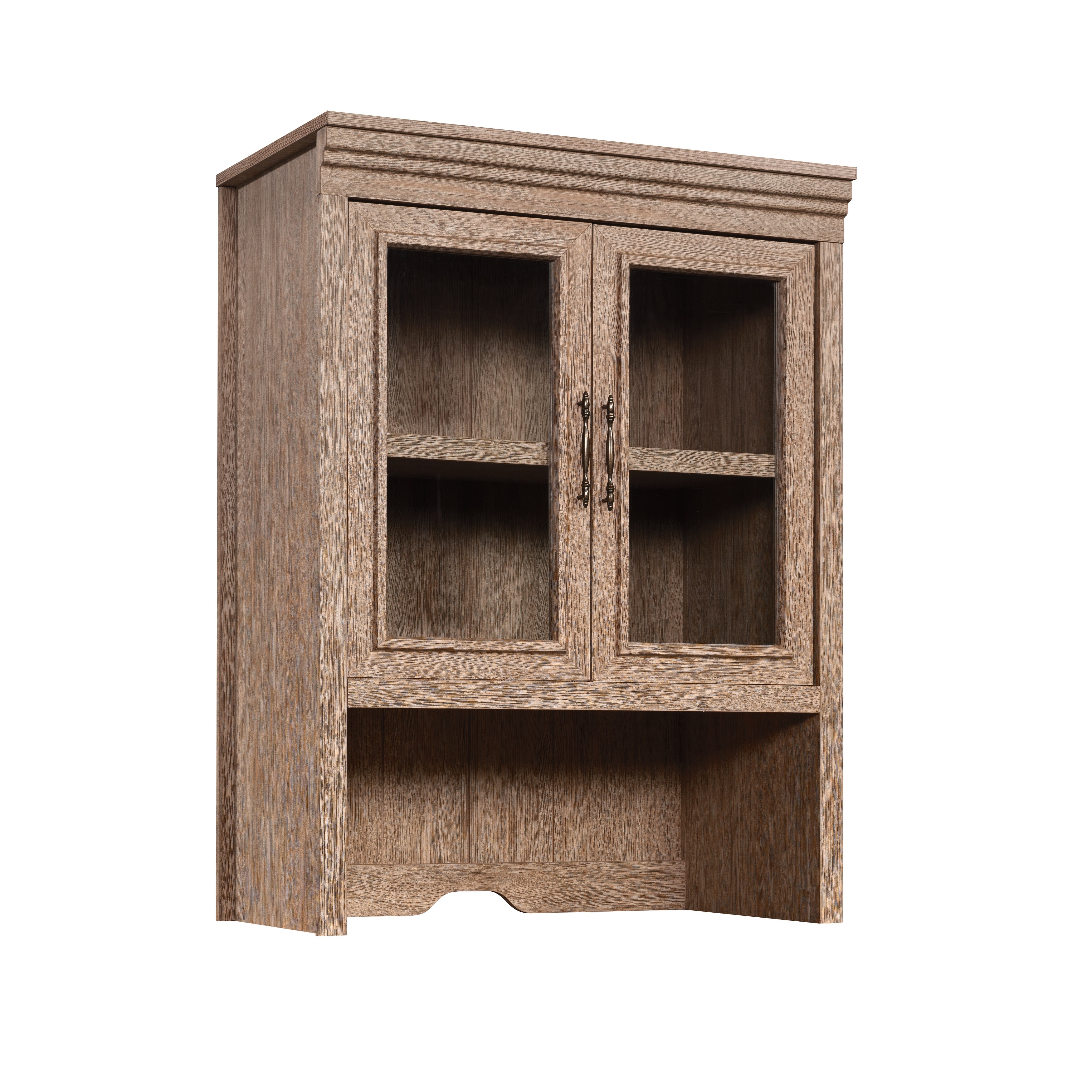 Wood Library Hutch with Glass Doors, Brown - 31.50" W x 17.68" D x 42.17" H