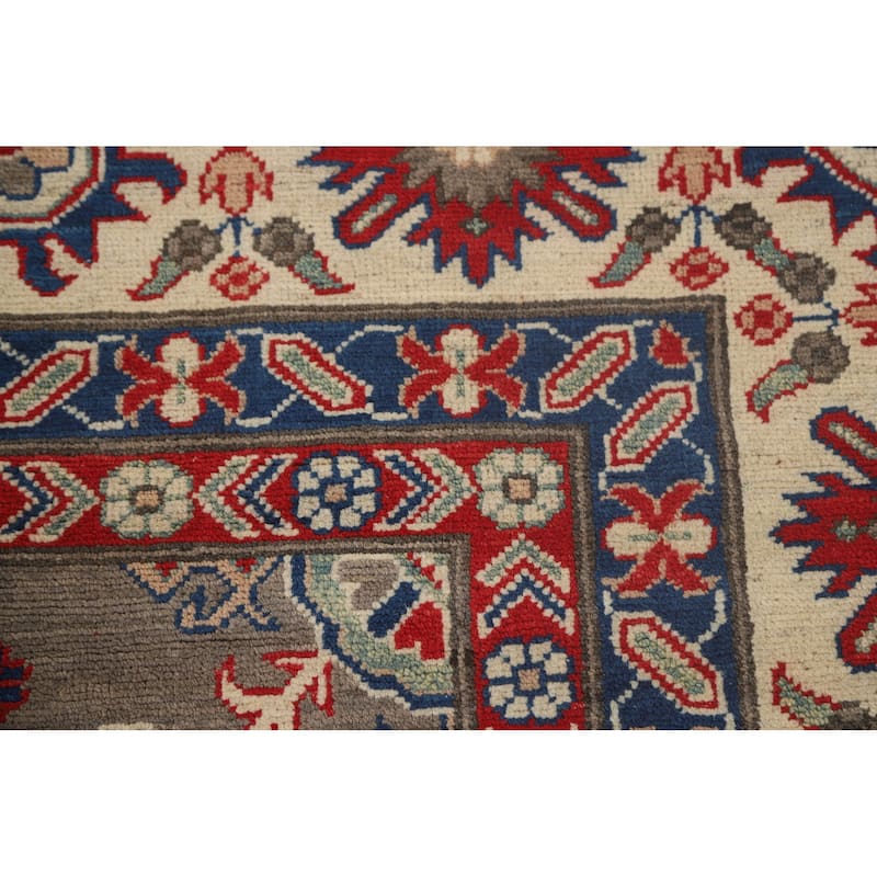 Geometric Kazak Area Rug Handmade Oriental Wool Carpet - 9'11"x 12'10"