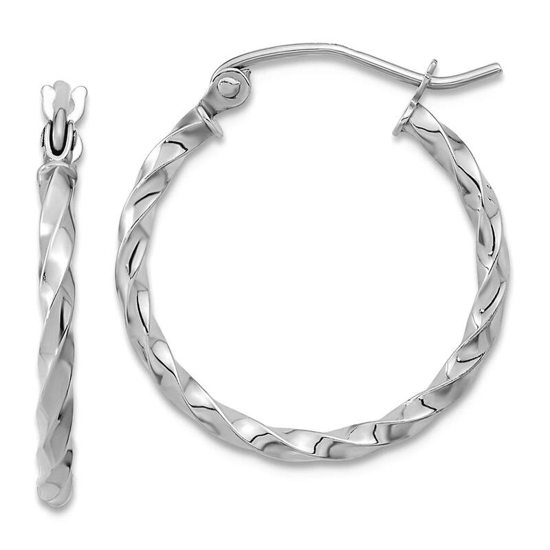 Curata 10k White or Yellow Gold Twist 2x21.53 Polished Hoop Earrings - White Gold