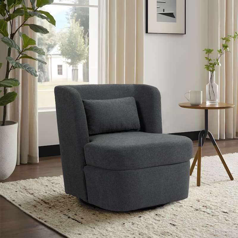 Swivel Upholstered Accent chair With pillow - Linen - Grey/Linen