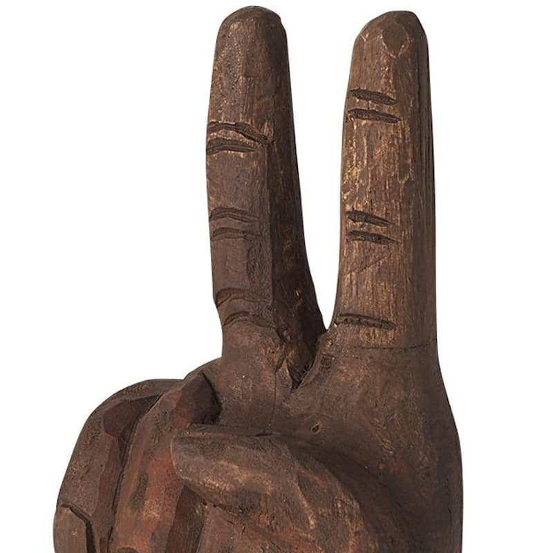 HomeRoots 13" Brown Fabric Hand Tabletop Sculpture - 4" W x 4" D x 13" H