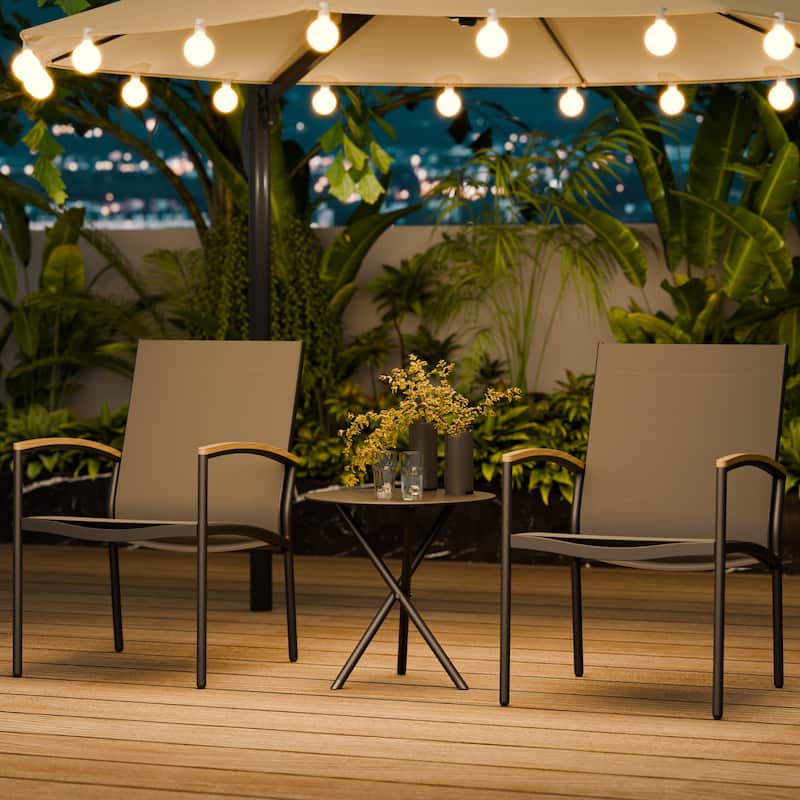 Futzca 3-Piece Patio Bistro Sets, Two Chairs with Coffee Table