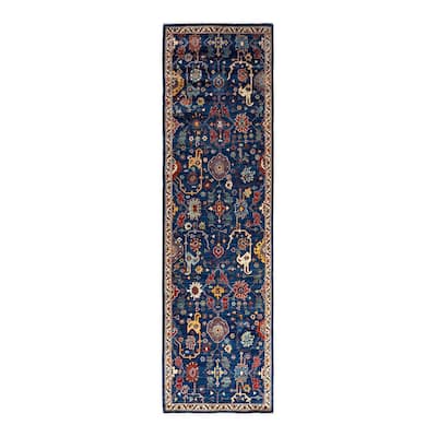 Serapi One-of-a-Kind Hand-Knotted Runner Rug - Navy, 2' 8" x 9' 9" - 2' 8" x 9' 9"