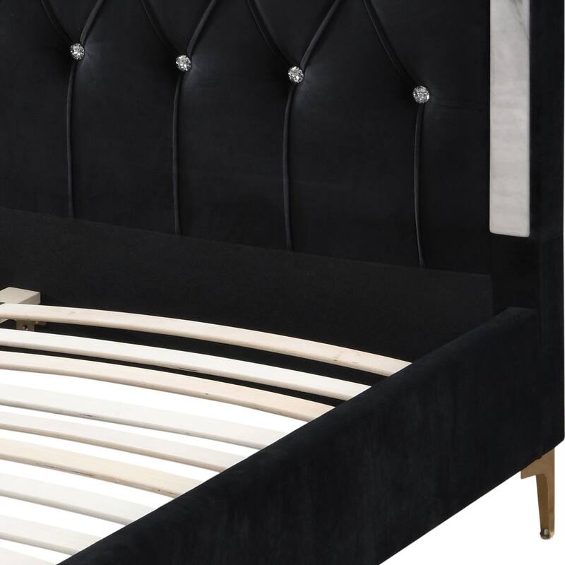 Diggins Black Tufted Platform Bed
