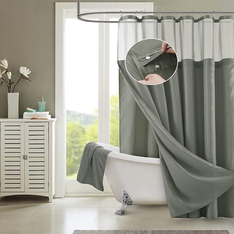 Porch & Den Roycroft Hotel Shower Curtain with Detachable Liner - Grey