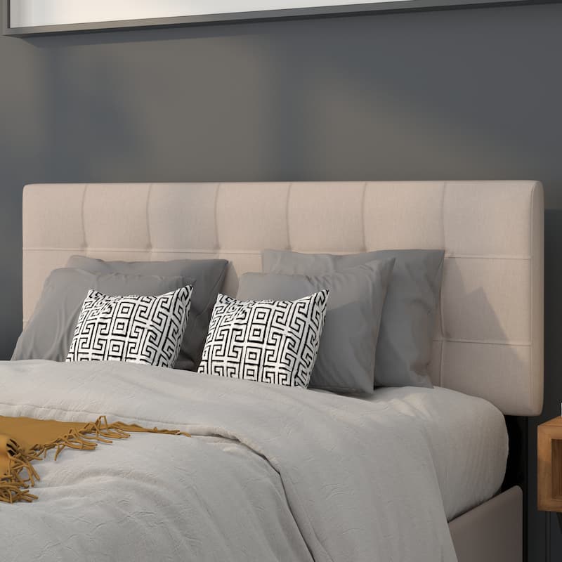 Quilted Tufted Upholstered Headboard - Beige - Full