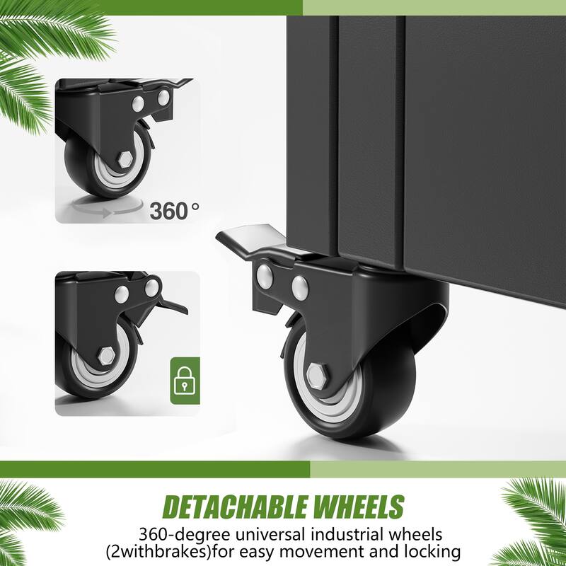 Outdoor Planters Metal Planter Box with Trellis with Wheels(Set of 2)