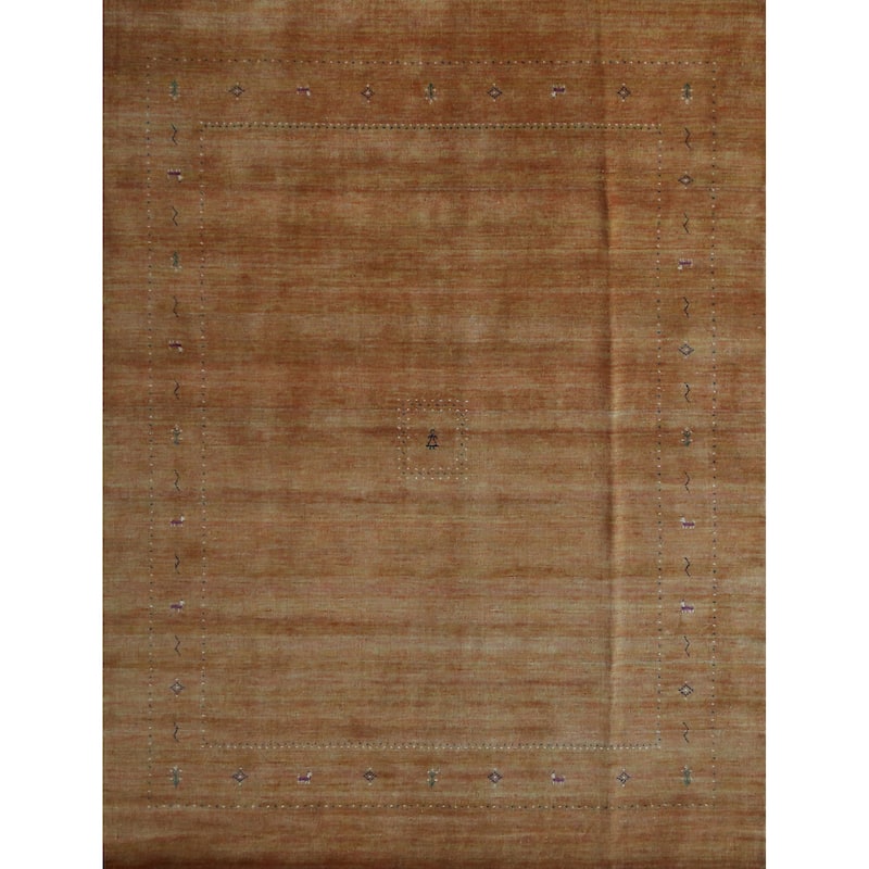 Hand Knotted Oriental 100% Wool Carpet Tribal Tribal Oranges & Rust Gabbeh Area Rug - 9' 9'' X 8' 1''