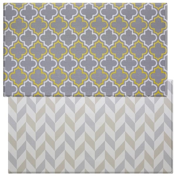 slide 2 of 5, Damask Soft Modern Reversible Rug - 96in L X 55in W