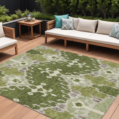 HomeRoots Ikat Transitional Rectangle Outdoor Rug