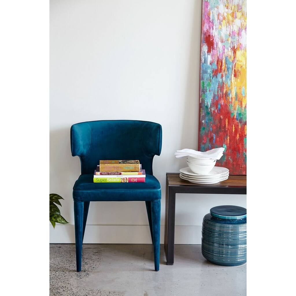 Aurelle Home Blue Velvet Modern Dining Chair