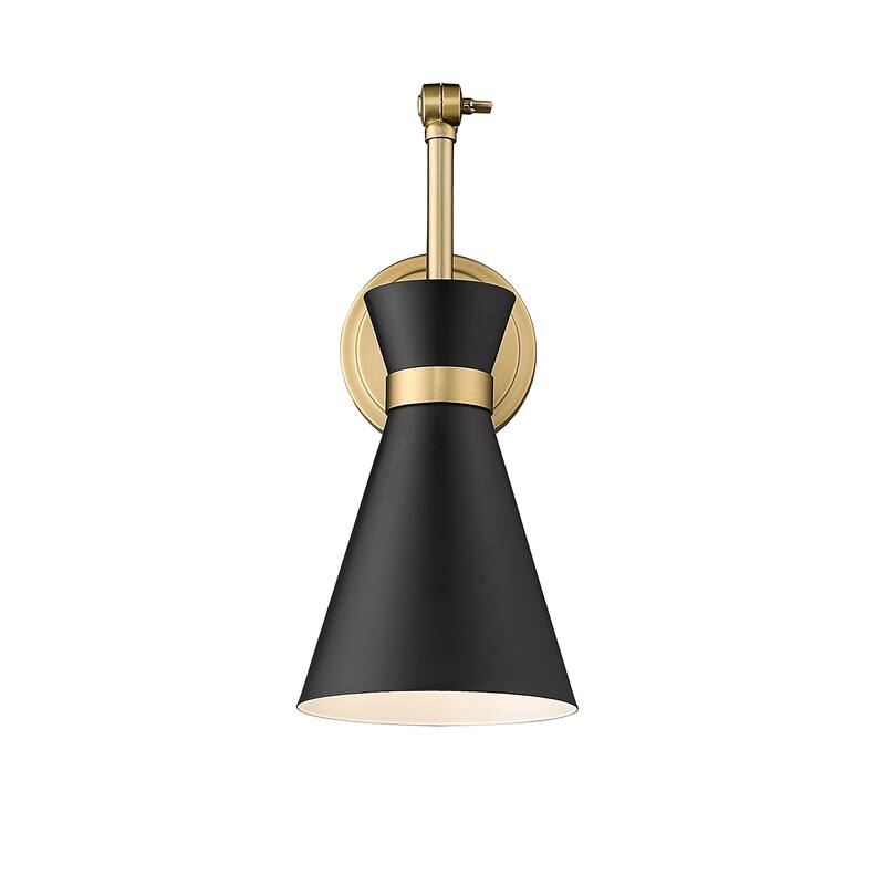 Soriano by Z-Lite 1 Light Wall Sconce in Matte Black with Modern Gold Steel Shade