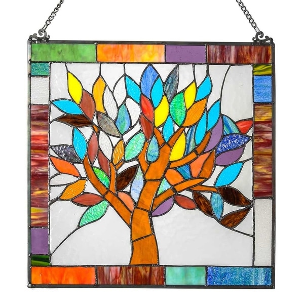 River Of Goods 15042 18 Inch Square Tiffany Style Mystical River Of Goods 15042 18 Inch Square Tiffany Style Mystical World Tree Stained Gl Multi Color Free Shipping Today 22913487