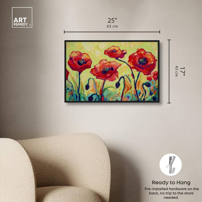 Red Poppy Field II Canvas by Art Remedy