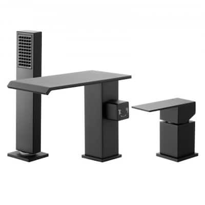 Roman Tub Faucet 3 Hole Waterfall Bathtub Faucet with Shower Head 1 Handle - 8.66” x 7.48” x 3.86”