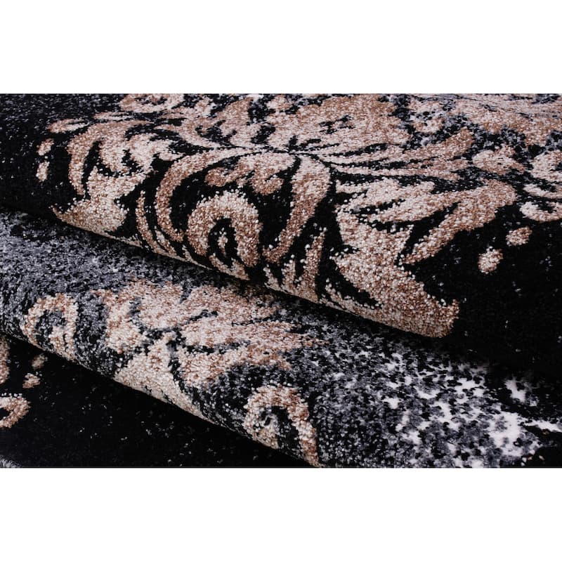 Sofia Black/Gold Polypropylene Area Rug
