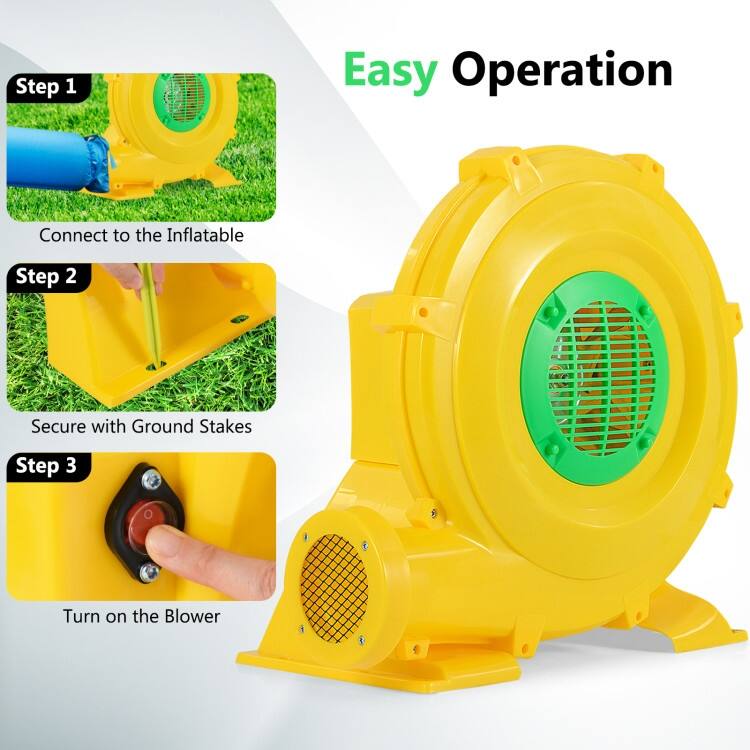 480W Bounce House Blower with Handle and Ground Stakes