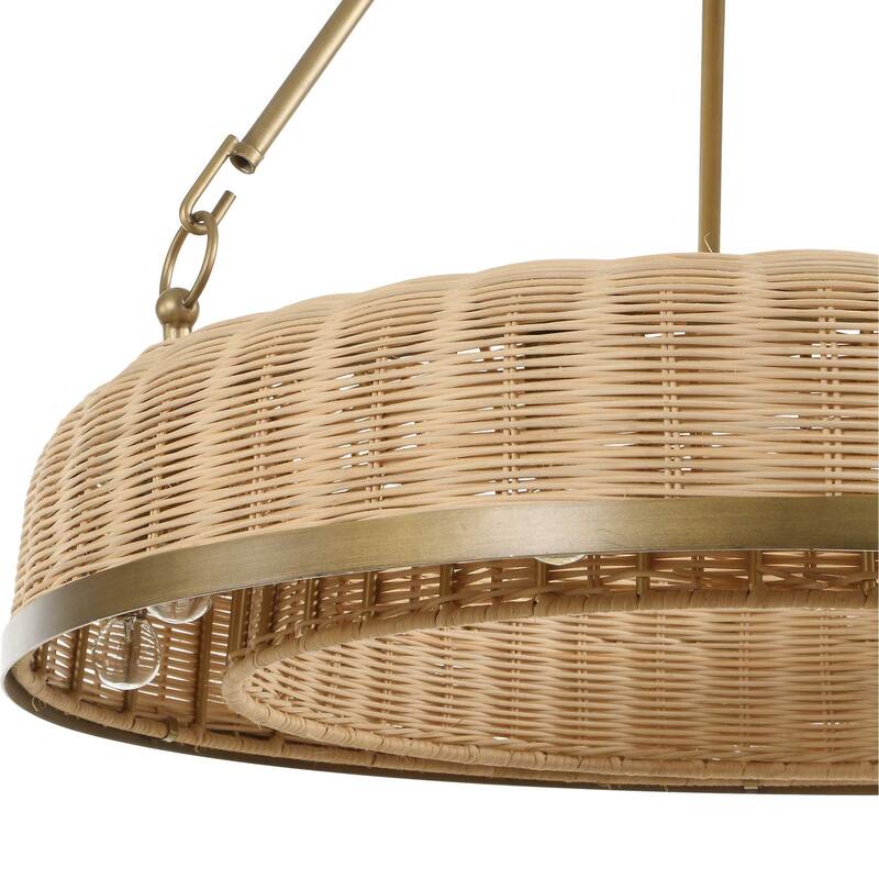 Uttermost Ladakh 9 Light Round Wicker Pendant - 28"W x 28"D x 27"H